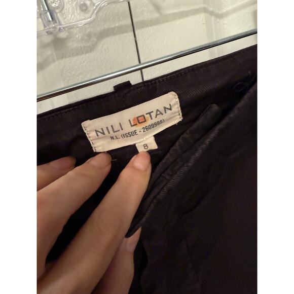 Nili Lotan 8 Slouchy Paris Pants Cotton Drop Crotch Cropped Chic Washed Black - Picture 9 of 9